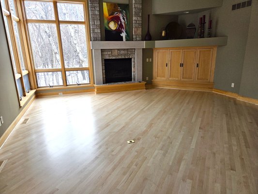 Prior Lake Installation - The homeowners wanted to sell their home for top dollar, and knew that the old carpet had to go. They called us in to install new maple wood flooring and tie it into their existing floor. This was a big challenge for us with the diagonal layout, which made all of the cuts twice as hard, but the final result was worth it! Prior Lake Installation - The homeowners wanted to sell their home for top dollar, and knew that the old carpet had to go. They called us in to install new maple wood flooring and tie it into their existing floor. This was a big challenge for us with the diagonal layout, which made all of the cuts twice as hard, but the final result was worth it!