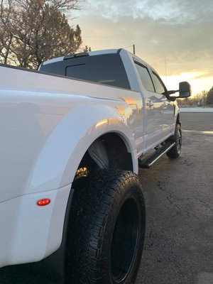 2018 Ford F350 Dually - This 2018 Ford F-350 came in with HEAVY defects throughout, received a hand wash, clay mitt, polished with a clay pad, solid 2 step paint correction to remove around 80% of defects then followed by 2 layers of 9H Graphene Ceramic Coating from Adams Polishes resulting in 7 years of hydrophobic protection