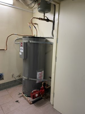 Upgraded water heater for Synagogue - Exciting News: Synagogue Upgrades to Efficient All-Electric Water Heater!

We are thrilled to announce that a local synagogue has taken a significant step towards enhancing their water heating system. After facing persistent issues with their old gas water heater, they made the decision to bid it farewell and embrace a brand-new, highly efficient all-electric water heater and recirculation pump. This upgrade marks a remarkable shift towards improved reliability and sustainability. Join us in celebrating their commitment to progress and forward-thinking solutions!