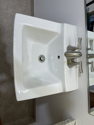 Installed brand new fixtures sink and faucet. - There was an old sink that needed replacement so i installed brand new sink and faucet fixture for my customer.