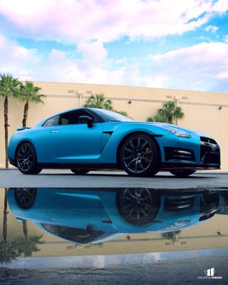 Nissan GT-R Color Change Wrap in Miami | 3M Satin Ocean Shimmer - This Nissan GT-R Nismo received a complete color change transformation using 3M 2080 Satin Ocean Shimmer vinyl, complemented by gloss black accents for added contrast and a more aggressive appearance. The satin finish highlights the GT-R’s iconic body lines while giving the vehicle a unique, modern look that stands out from every angle.

Services Performed:
• Full Color Change Wrap
• 3M 2080 Satin Ocean Shimmer Vinyl
• Gloss Black Accent Package
• Professional Disassembly & Reassembly

Completed by Unlimited Wraps in Doral, serving Miami and South Florida.