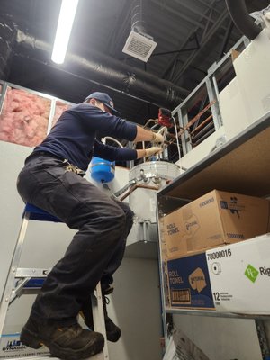 Installation of suspended water heaters - This was a suspended water heater installation with all new pipes and circulation pump and an expansion tank.