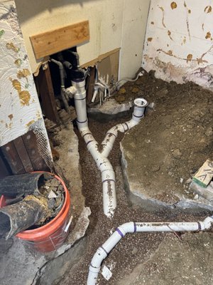 Cast Iron Sanitary Sewer System Replacement - Cast iron sanitary sewer system replacement under concrete slab. Helped home owner get a 75% reimbursement from their home insurance.