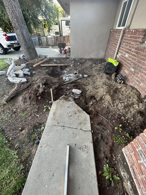 replaced a walkway - this removal/replace was done when the customer was worried their elderly parents would trip on the raising concrete. A safety hazard.