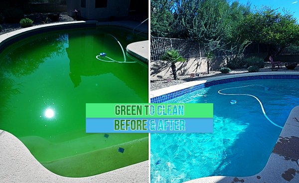 Green to Clean - If a pool goes un-serviced or ignored for an amount of time, the results are not pretty. A green to clean service will bring your pool from yucky pond back to sparkling blue! Reach out to us for a free quote. Green to Clean - If a pool goes un-serviced or ignored for an amount of time, the results are not pretty. A green to clean service will bring your pool from yucky pond back to sparkling blue! Reach out to us for a free quote.