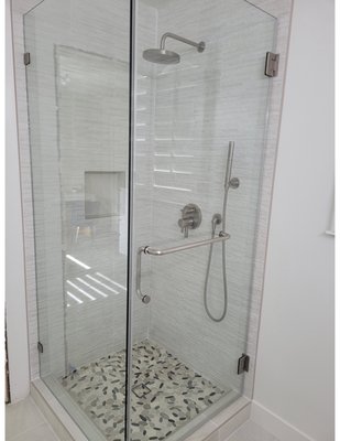 Textured Walls - Textured Walls with Accent Flooring on this standing shower.