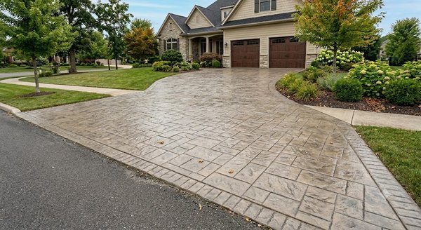 Complete demo and re pour driveway and stamped - Client was tired of the cracking from previous drive and said make it fresh and modern to match the house , we delivered and they loved it.!