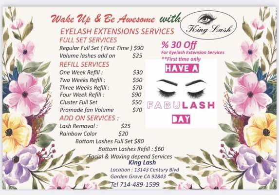 Services - Check Out Our Price List