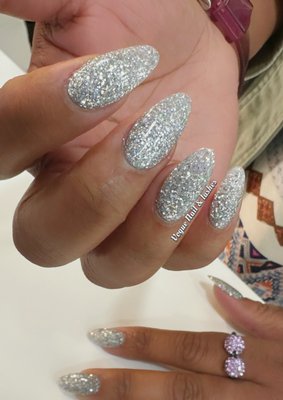 sns extension - sns can be natural style. or long nails with extension