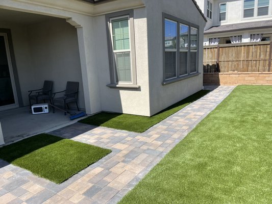 Back Yard Turf and Paver Installation Project - Back yard turf and paver installation project
