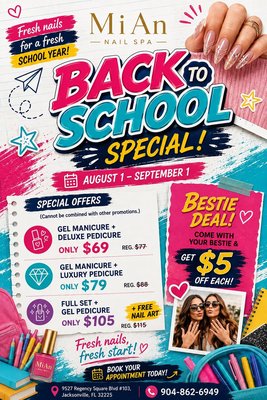 Current Specials! - We’re excited to help you look and feel your best with these limited-time offers! From classic manicures and stunning gel sets to creative nail art, and relaxing pedicures, we have you covered. Current Specials! - We’re excited to help you look and feel your best with these limited-time offers! From classic manicures and stunning gel sets to creative nail art, and relaxing pedicures, we have you covered.