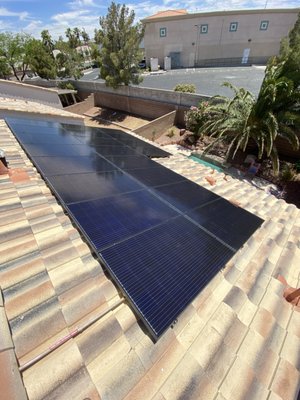 6.4 Kilowatt System - This is a 6.4kw system. The size of you system depends on the size of your power bill. As you can see, not only do we use the low-profile all black panels that every body loves, but we also color match all of the conduit running from your panel to the color of your house so it blends right in! We are in no rush to get the work done and we pay attention to detail. Something very important when you are making a large investment that will be with you for over 25 years!