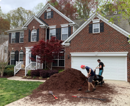 Mulching & Ground Cover - We make sure your mulch beds are thick, even, and well defined. Purchase, delivery, and cleanup of the mulch are included in the service. We won't leave until your mulch beds look fine. Call for pricing on larger projects. We also can perform the following services, blowing, string-trimming, and edging are included in your service. Call for an estimate. Mulching & Ground Cover - We make sure your mulch beds are thick, even, and well defined. Purchase, delivery, and cleanup of the mulch are included in the service. We won't leave until your mulch beds look fine. Call for pricing on larger projects. We also can perform the following services, blowing, string-trimming, and edging are included in your service. Call for an estimate.