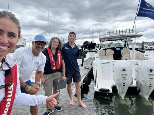 Video Shoot for BoatUS YouTube channel July 2026 - Video shoot day with BoatUS, 410Films and Annapolis Boat Sales - we filmed for 4 new YouTube videos - stay tuned to see what we did!