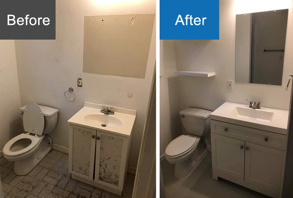 Bathroom Remodel - This remodel was done on a bathroom that was in bad shape. After replacing the toilet, sink, bathtubs and shower areas, the homeowners definitely appreciate the new improvements! Bathroom Remodel - This remodel was done on a bathroom that was in bad shape. After replacing the toilet, sink, bathtubs and shower areas, the homeowners definitely appreciate the new improvements!
