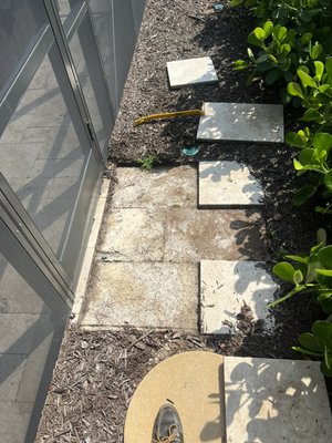 Travertine Tile Leveling - This small project was simply to level tiles so the patio door could open and close freely. Travertine Tile Leveling - This small project was simply to level tiles so the patio door could open and close freely.