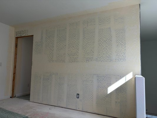 New wall - There was a issue in frame, a double wall was made. We install the drywall, taping, texture and sanding. We leave the project ready for painting New wall - There was a issue in frame, a double wall was made. We install the drywall, taping, texture and sanding. We leave the project ready for painting