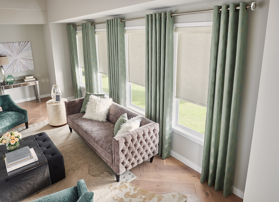 Roller Shades - With updated, fresh, new, on-trend fabrics, Graber Roller Shades are now available in an array of opacities, as well as greater maximum widths for all your extra-wide windows. Plus, a new, easy-install, fabric-wrapped flat valance offers a cool, contemporary option, making it easier than ever to coordinate clean, modern style throughout your whole home. Roller Shades - With updated, fresh, new, on-trend fabrics, Graber Roller Shades are now available in an array of opacities, as well as greater maximum widths for all your extra-wide windows. Plus, a new, easy-install, fabric-wrapped flat valance offers a cool, contemporary option, making it easier than ever to coordinate clean, modern style throughout your whole home.