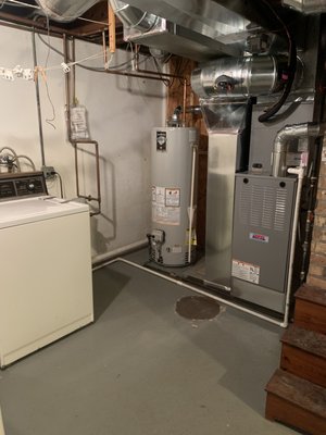 HVAC equipmentc, central air system and equipment - This installation was to move existing water heater to new location and installed new furnace next to water heater