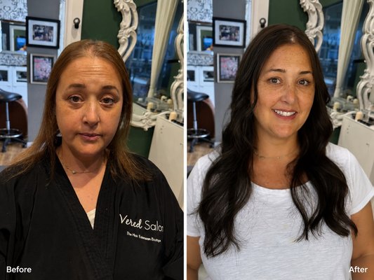 Fine and Thin Hair transformations - These are real clients of before and after hair transformation utilizing Nano Ktip Hair Extensions method, which is best for fine and thin hair clients. This method of hair extensions lasts up to six months although for fine and thin hair we recommend 3 to 4 months max. We create length and volume, but also Hilites with Ktip Extensions to minimize any kind of damage to very fine and thin hair. Fine and Thin Hair transformations - These are real clients of before and after hair transformation utilizing Nano Ktip Hair Extensions method, which is best for fine and thin hair clients. This method of hair extensions lasts up to six months although for fine and thin hair we recommend 3 to 4 months max. We create length and volume, but also Hilites with Ktip Extensions to minimize any kind of damage to very fine and thin hair.