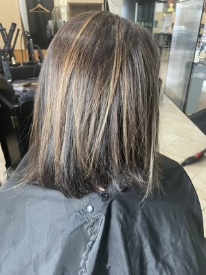 Highlights and Extensions - My client wanted to change her color by adding more highlights and adding hair extensions to give her some length and volume. Highlights and Extensions - My client wanted to change her color by adding more highlights and adding hair extensions to give her some length and volume.