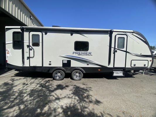 RV- FIBERGLASS WORK & PARTS REPLACEMENT - On this 2020 Keystone bullet we did fiberglass work on the sidewall, refinish work, replaced the entry door, fender skirt, grab handle, j-wrap, moldings, vents, outdoor speakers, a window, decals and the awning assembly. RV- FIBERGLASS WORK & PARTS REPLACEMENT - On this 2020 Keystone bullet we did fiberglass work on the sidewall, refinish work, replaced the entry door, fender skirt, grab handle, j-wrap, moldings, vents, outdoor speakers, a window, decals and the awning assembly.