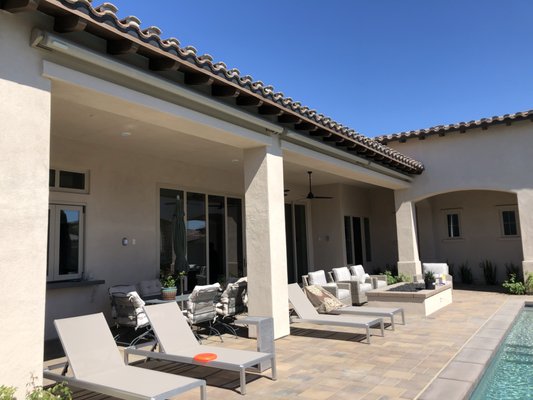 Retractable Awnings in La Quinta - This project consisted of 3 retractable awnings. A fully enclosed system offers many benefits including extending the life of the fabric drastically, not to mention how nice they look.