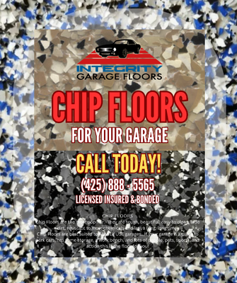 Chip Floors For Your Dream Garage Floor - CHIP FLOORS
Chip Floors are the most popular. They are tough, beautiful, easy to clean, hide dirt, resistant to most chemicals and last a long, long time.
Chip Floors are best suited to FAMILY USE garages. If your garage is a place to park cars, has some storage, a work bench, and lots of people, pets, sports, and action this is the floor for you! Chip Floors For Your Dream Garage Floor - CHIP FLOORS
Chip Floors are the most popular. They are tough, beautiful, easy to clean, hide dirt, resistant to most chemicals and last a long, long time.
Chip Floors are best suited to FAMILY USE garages. If your garage is a place to park cars, has some storage, a work bench, and lots of people, pets, sports, and action this is the floor for you!