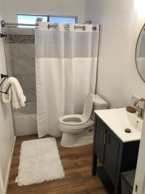 Complete bathroom remodel ￼ - This project took me about three weeks. The bathroom was very dark and ugly and was in desperate need of upgrade!