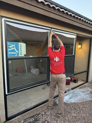 Steel Room Construction and Windows Installation - We tore down this client's existing aluminum Arizona Room and rebuilt it with Steel and new Jeld-Wen windows. We also added new R-13 insulation, composite cladding, and weatherproofing. This project is still in progress. Steel Room Construction and Windows Installation - We tore down this client's existing aluminum Arizona Room and rebuilt it with Steel and new Jeld-Wen windows. We also added new R-13 insulation, composite cladding, and weatherproofing. This project is still in progress.