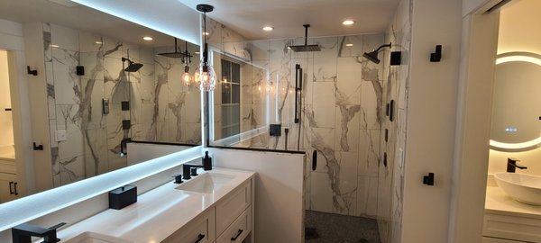 Master bathroom remodel - We love nothing more than tearing out a 90's bathroom and bringing our customer's this! Master bathroom remodel - We love nothing more than tearing out a 90's bathroom and bringing our customer's this!