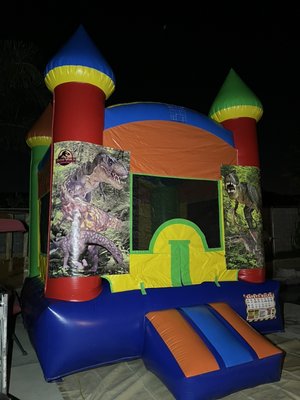 Jumper with Dinosaur banners! - Client requested a jumper with dinosaur themed banners. I set up the jumper the day before of the event smoothly and quickly. Jumper with Dinosaur banners! - Client requested a jumper with dinosaur themed banners. I set up the jumper the day before of the event smoothly and quickly.
