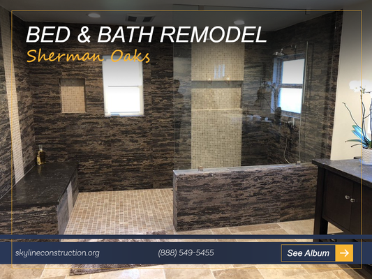 Master Bath & Bedroom Suite in Sherman Oaks, CA - Converted 2 bedrooms and a hallway to an 1100 square feet master suite with a bedroom, small office, master bathroom, and a walk-in closet with its very own powder room as well. Master Bath & Bedroom Suite in Sherman Oaks, CA - Converted 2 bedrooms and a hallway to an 1100 square feet master suite with a bedroom, small office, master bathroom, and a walk-in closet with its very own powder room as well.