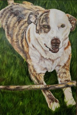 Custom Pet Portrait - Custom dog portrait commission in oils, this sweet pup’s joyful spirit really came through in every brushstroke. I love capturing the personality and charm of pets, whether it’s a soft gaze, playful pose, or their favorite stick! Custom Pet Portrait - Custom dog portrait commission in oils, this sweet pup’s joyful spirit really came through in every brushstroke. I love capturing the personality and charm of pets, whether it’s a soft gaze, playful pose, or their favorite stick!