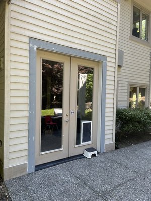 Small door repair, door wouldn’t close right - This was a door frame that was previously left off square not letting the doors shut correctly, a new frame was built, replaced rotting wood and was prepped for paint