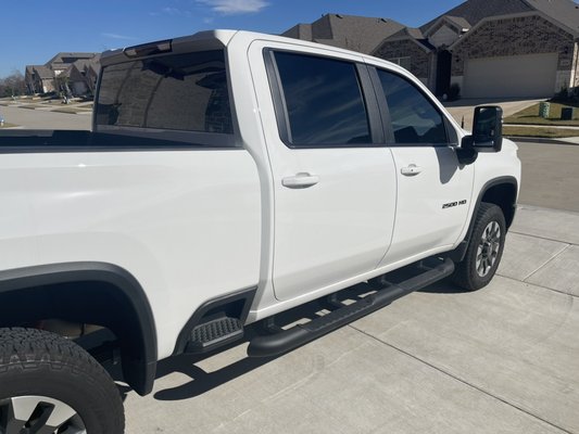 Chevy 2500HD Ceramic Tint - This top of the line ceramic tint blocks up to 88% of the heat and will protect this interior from the sun uv rays Chevy 2500HD Ceramic Tint - This top of the line ceramic tint blocks up to 88% of the heat and will protect this interior from the sun uv rays