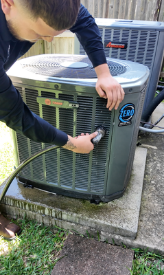 Seasonal AC Tune-Up Service, San Antonio TX - Complete seasonal AC tune-up for a San Antonio homeowner. Our licensed technician inspected key components, performed a light cleaning of the condenser, and tested system performance to keep the unit running efficiently and help prevent unexpected breakdowns