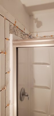 installed tiles in shower - bathroom Remodeling add tiles around the shower installed tiles in shower - bathroom Remodeling add tiles around the shower