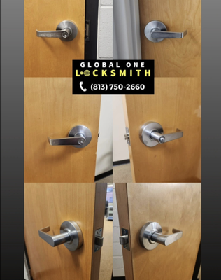 Commercial Property Levers - Commercial passage, storeroom, and entrance levers. Installed with schlage everest high security cylinders with a master/user key 🔑 system. Do you have a commercial property that needs levers and high security cylinders with a master/user key system? Our professional technicians are here to help you. Call us today for a free quote! Commercial Property Levers - Commercial passage, storeroom, and entrance levers. Installed with schlage everest high security cylinders with a master/user key 🔑 system. Do you have a commercial property that needs levers and high security cylinders with a master/user key system? Our professional technicians are here to help you. Call us today for a free quote!