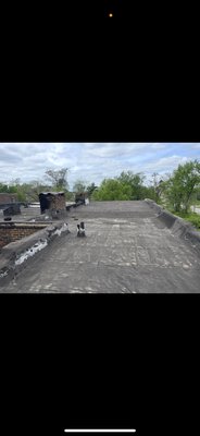 Roof coating before and after - This roof project was done with aluminum coating to protect and seal roof. Roof coating before and after - This roof project was done with aluminum coating to protect and seal roof.