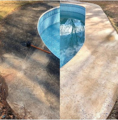 Pool deck cleaning - algae removal from pool decks