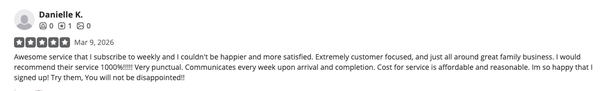 5 Star Reviews - Serving our community is my absolute passion, and earning your 5-star feedback means the world to me. Browse through my recent perfect-score reviews to hear firsthand what keeps locals coming back for more! 5 Star Reviews - Serving our community is my absolute passion, and earning your 5-star feedback means the world to me. Browse through my recent perfect-score reviews to hear firsthand what keeps locals coming back for more!