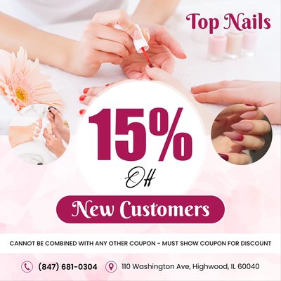 New owner of top nails & spa - Hello, my name is Isaac, and I'm the new owner and a nail artist. To welcome new customers, I'm offering 15% off with a coupon and 10% off gift cards, and we're also providing a basic pedicure as our signature pedicure with orange clean tools pedicures kits for male pedicures we provided paraffin wax for the customers 🔥🔥 New owner of top nails & spa - Hello, my name is Isaac, and I'm the new owner and a nail artist. To welcome new customers, I'm offering 15% off with a coupon and 10% off gift cards, and we're also providing a basic pedicure as our signature pedicure with orange clean tools pedicures kits for male pedicures we provided paraffin wax for the customers 🔥🔥