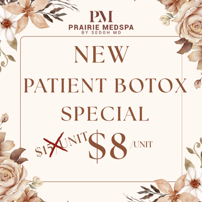 New Patient Special! - Calling all new patients - Botox is only $8/unit! A deal you can't miss.
Best prices, Best results! New Patient Special! - Calling all new patients - Botox is only $8/unit! A deal you can't miss.
Best prices, Best results!