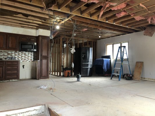 Open Concept Renovation - Removed interior walls and install structural beam to create open concept Open Concept Renovation - Removed interior walls and install structural beam to create open concept