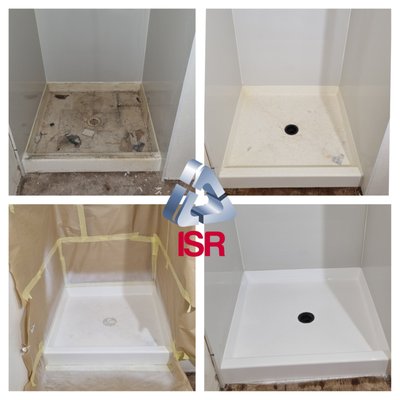 Shower Pan Refinishing - The house was being remodeled and the shower pan needed on too. Saved time, saved money and saved the environment by not ending up in landfill.