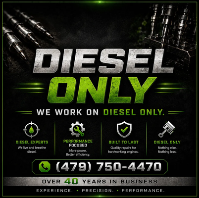 🔩 We work on Diesel Only 100% Diesel. 100% Committed. - At 4W Diesel Injector Service LLC, diesel trucks aren’t just part of what we do—they’re everything we do. Our team lives and breathes diesel pickups, with hands-on experience across Power Stroke, Cummins, Duramax, International, and more. Every service, repair, and upgrade in our shop is tailored to the high demands of diesel engines. This isn’t a sideline—diesel is our passion, our craft, and our promise to every customer.

Call (479) 750-4470 for real diesel expertise—no gasoline, no distractions, just diesel done right.