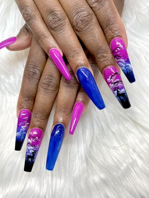 Long nails design - Long nails with the design. Long nails design - Long nails with the design.