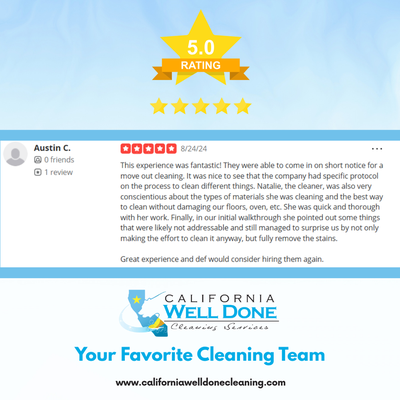 Move In-Out Cleaning🧹✨ - Moving is hard enough — let us take care of the mess! Whether you're leaving or settling in, we make your place sparkle for the next owners or tenants.
✨ Move-In & Move-Out Cleaning Done Right
We clean inside your fridge and oven, baseboards, and kitchen cabinets from both inside and outside! You only need to request them.
Check out the amazing before & after pictures!
Focus on your new home — we’ll handle the rest.
Request your quote here: https://californiawelldonecleaningservices.jobbersites.com/#requestForm
Or you can call us at 909-470-9919
Want to know more about us?
www.californiawelldonecleaning.com Move In-Out Cleaning🧹✨ - Moving is hard enough — let us take care of the mess! Whether you're leaving or settling in, we make your place sparkle for the next owners or tenants.
✨ Move-In & Move-Out Cleaning Done Right
We clean inside your fridge and oven, baseboards, and kitchen cabinets from both inside and outside! You only need to request them.
Check out the amazing before & after pictures!
Focus on your new home — we’ll handle the rest.
Request your quote here: https://californiawelldonecleaningservices.jobbersites.com/#requestForm
Or you can call us at 909-470-9919
Want to know more about us?
www.californiawelldonecleaning.com