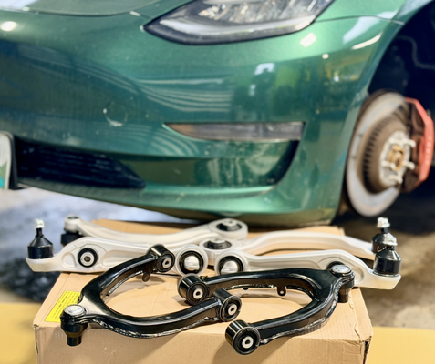 Tesla Suspension Repair - Tesla suspension repairs are one of the many specialized services we provide at Protech Automotive Services in Johnston RI.

This Tesla came in for replacement of the front control arms followed by a precision wheel alignment. Worn control arm bushings are a very common issue on many Tesla models and can lead to rough ride quality, vibrations, clunking noises, brake pulsation, and sloppy handling.

By replacing the worn suspension components and properly aligning the vehicle, we were able to restore the smooth ride, responsive steering, and precise handling Tesla owners expect.

At Protech, we proudly service Teslas along with all makes and models using advanced diagnostic equipment, quality parts, and experienced technicians. If your Tesla is not riding or handling the way it should, our team is here to help.
